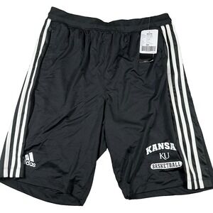 Adidas Climalite Mens Large Black White Pull On Kansas KU Basketball Shorts NWT